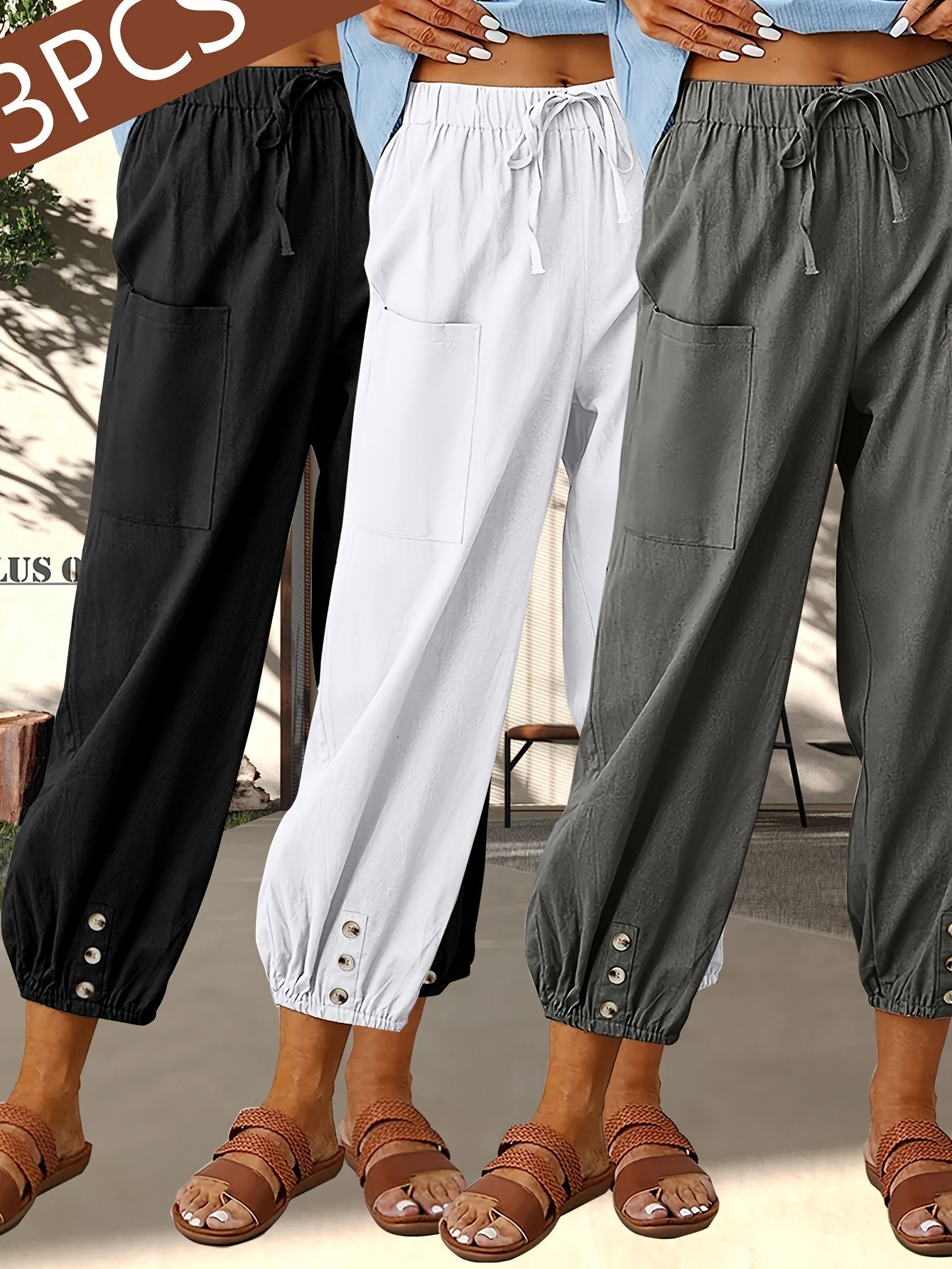 Women's Wide Leg Pants - Pocket Detail – Black option – view 6