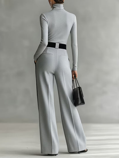 Women's Wide Leg Pants - Wide-Leg Fit – Black – main product image