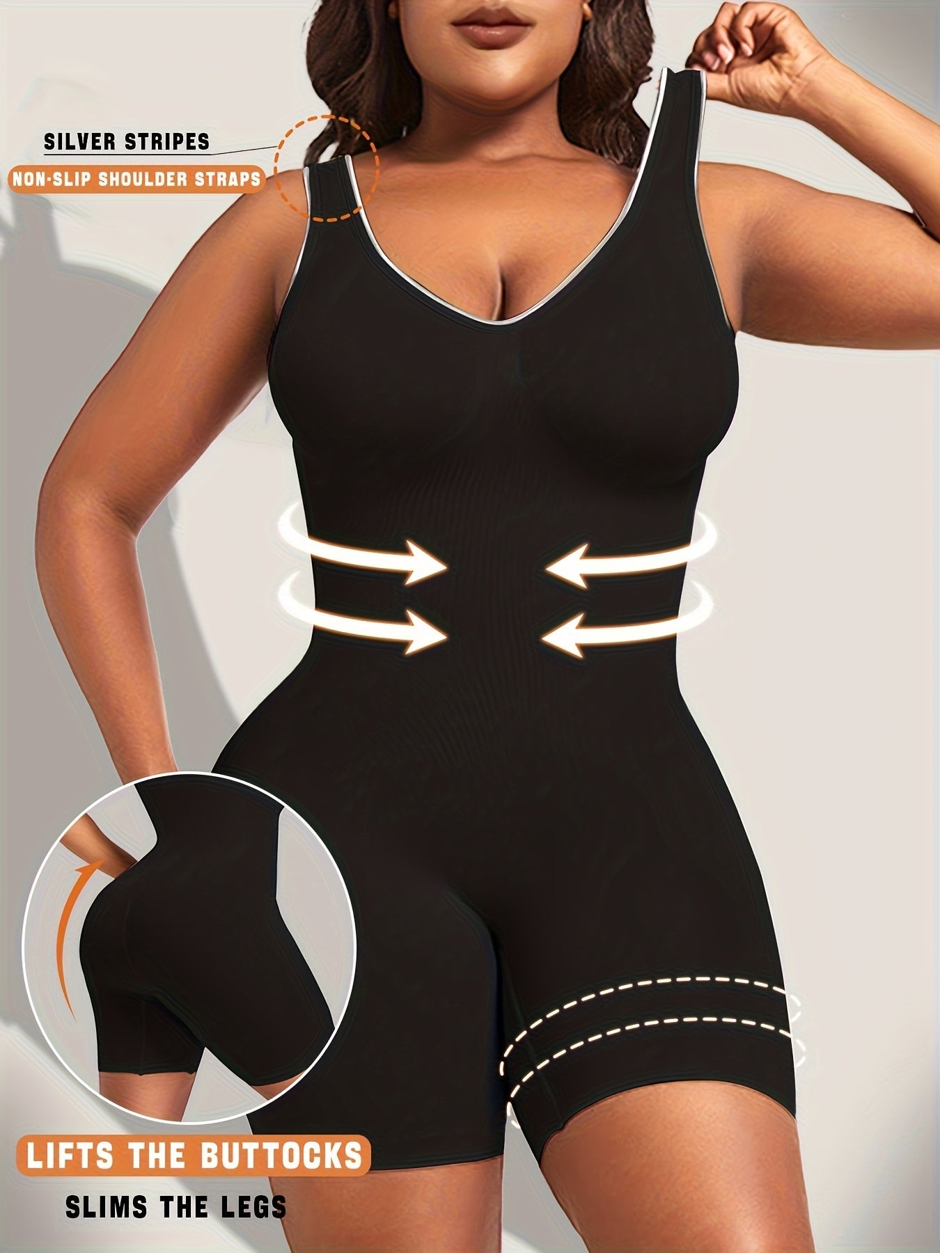 Women's Wide Strap Shapewear Bodysuit - Plus Size Seamless Body Shaper – view 2