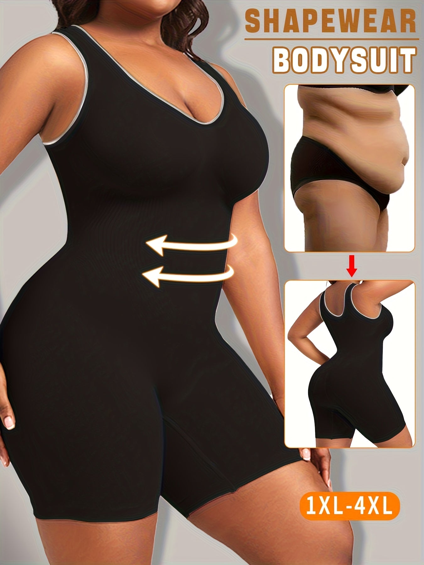 Women's Wide Strap Shapewear Bodysuit - Plus Size Seamless Body Shaper – view 8