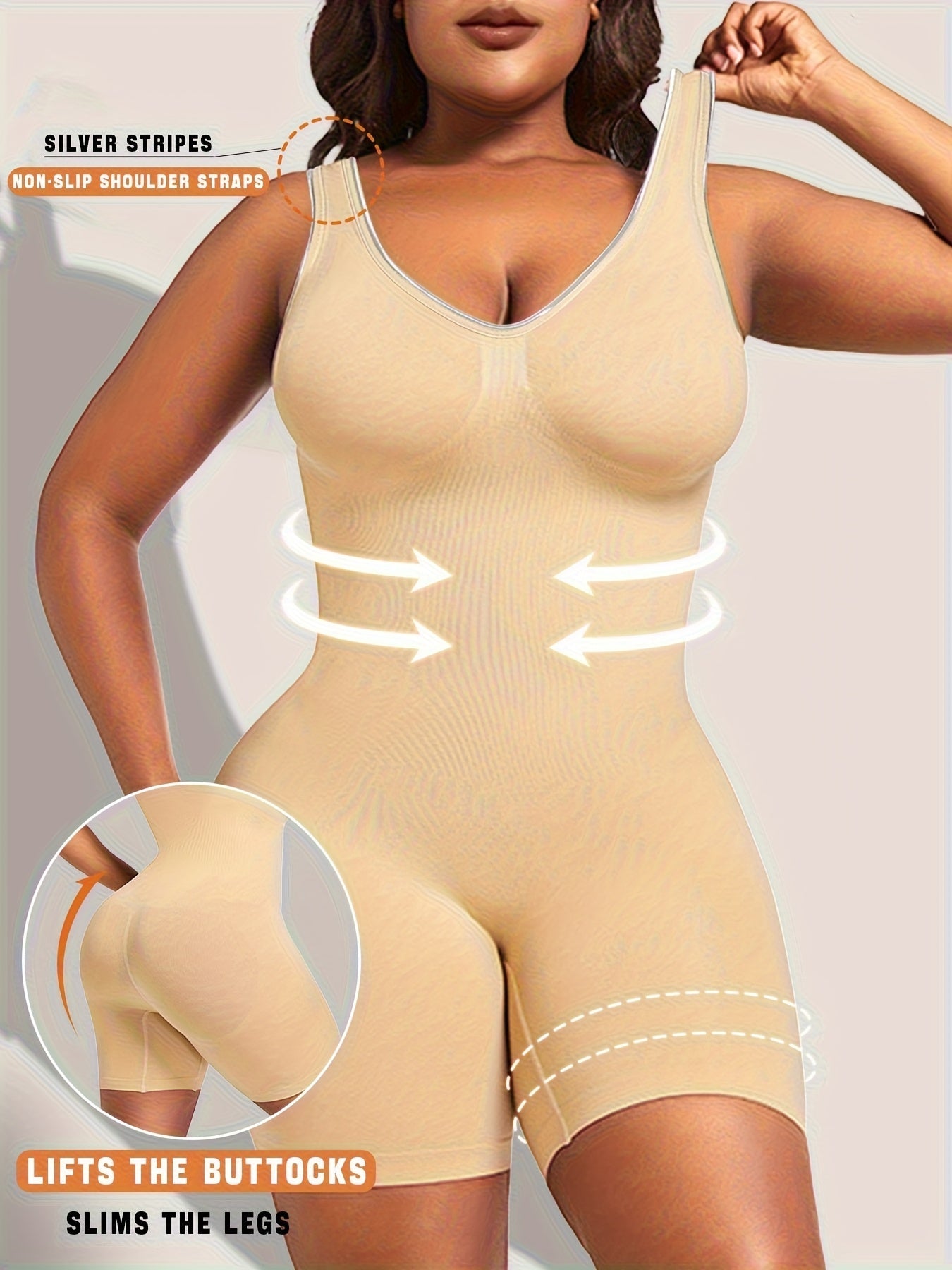 Women's Wide Strap Shapewear Bodysuit - Plus Size Seamless Body Shaper – view 10