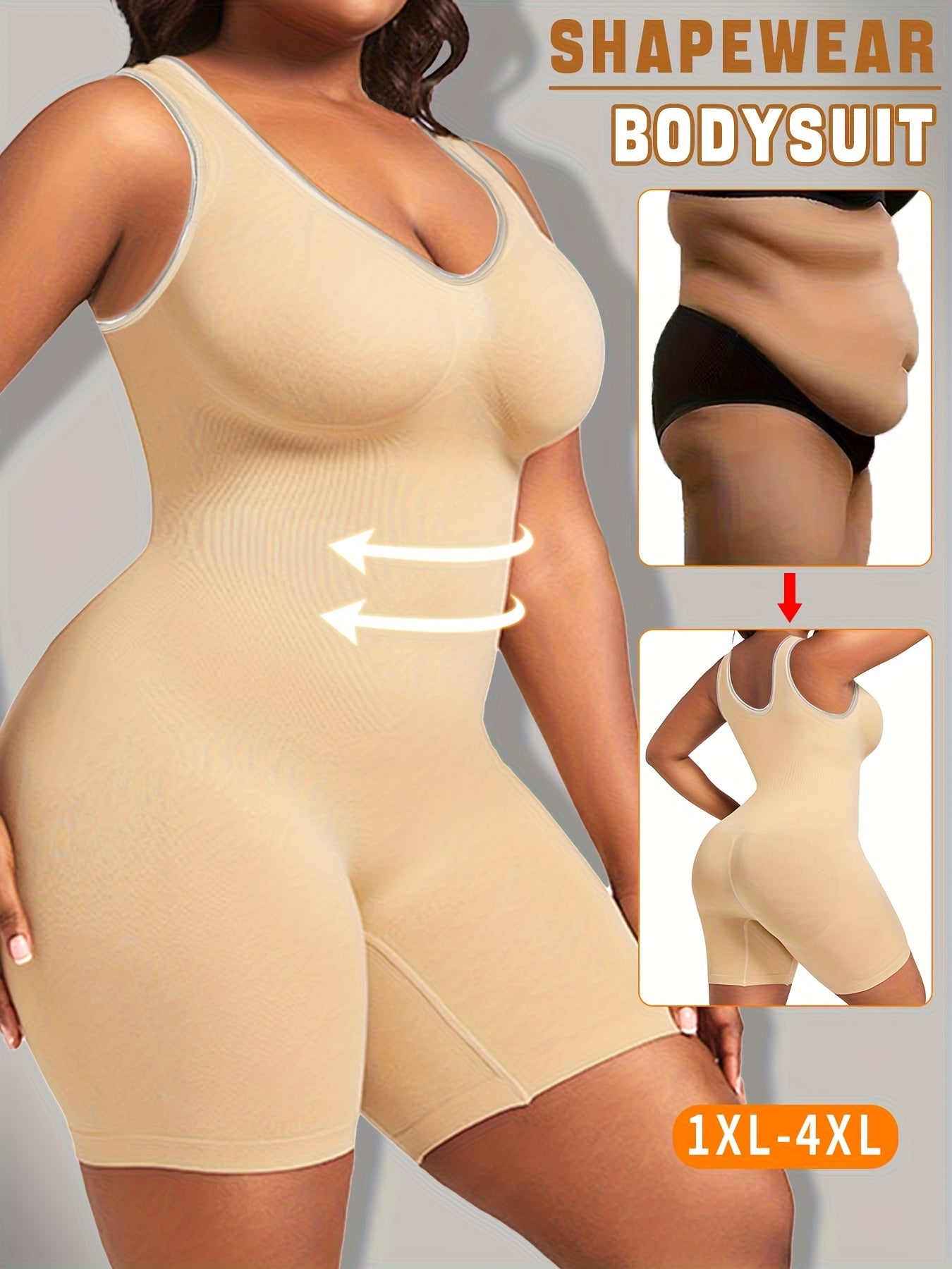Women's Wide Strap Shapewear Bodysuit - Plus Size Seamless Body Shaper – view 11