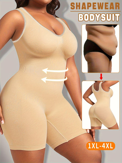 Women's Wide Strap Shapewear Bodysuit - Plus Size Seamless Body Shaper – view 11