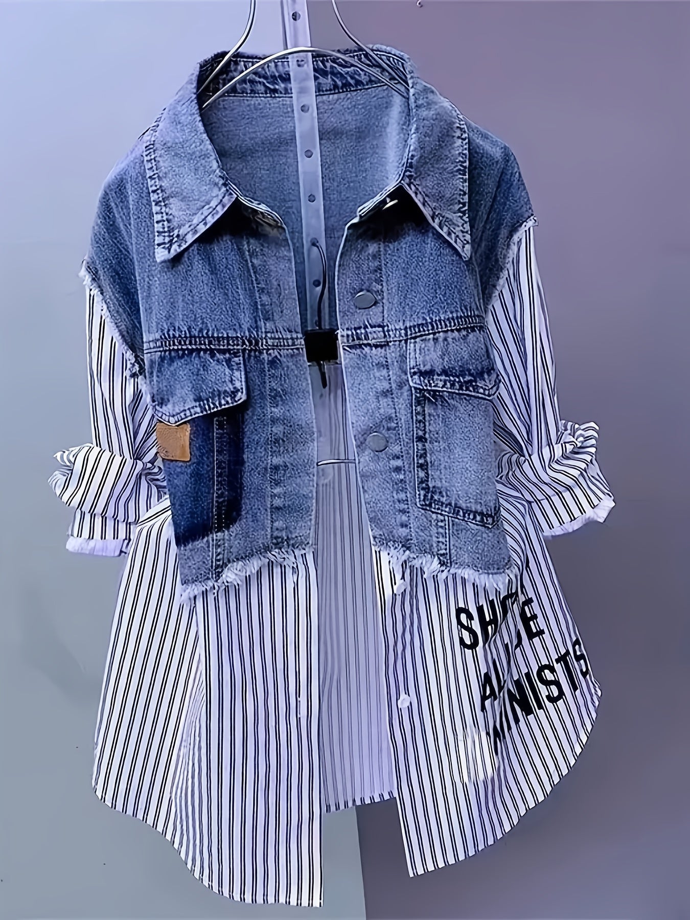 Women's Windproof Denim Graphic Jacket detail view