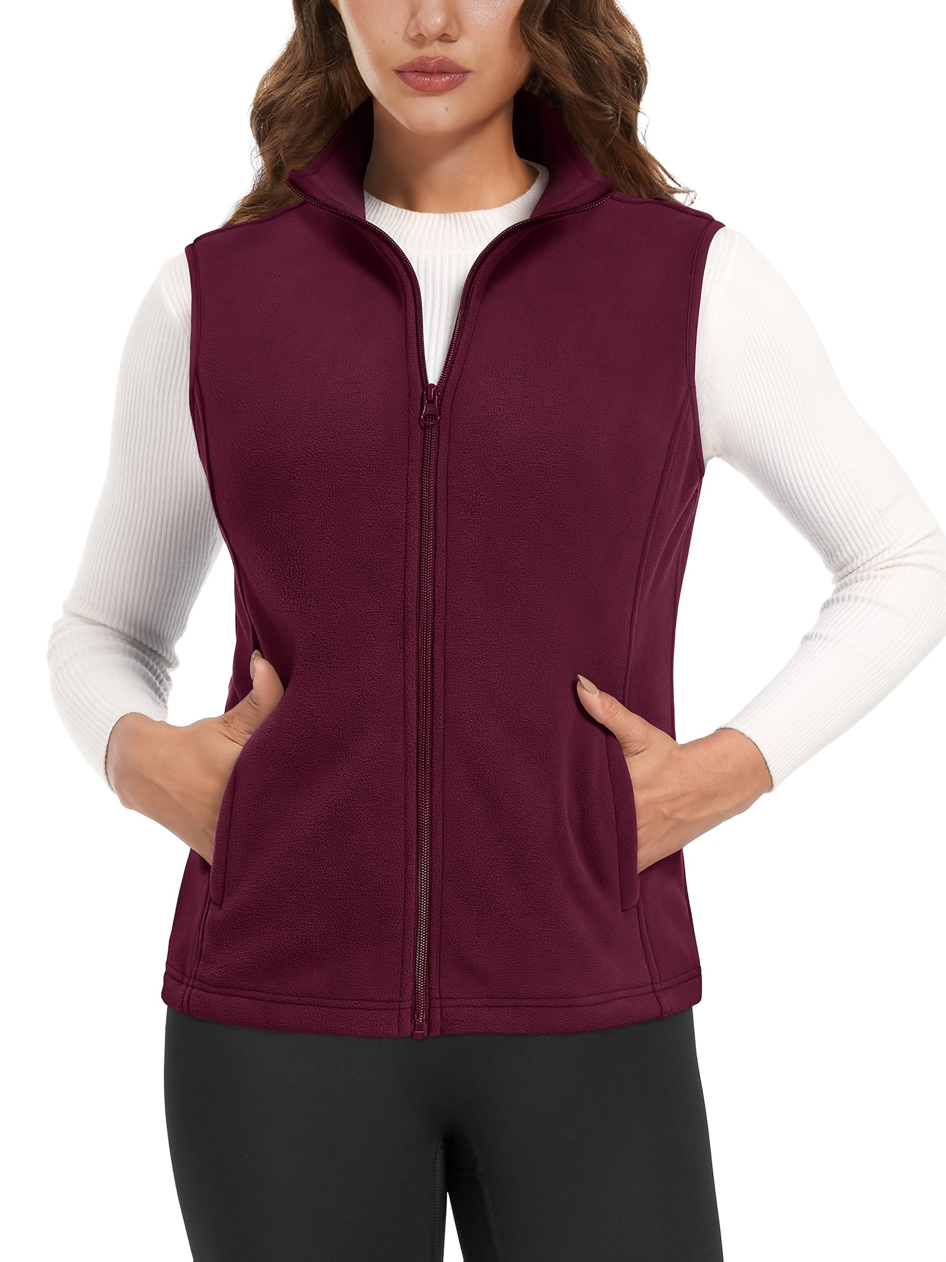 Women's Windproof Denim Zip-Up Vest detail view