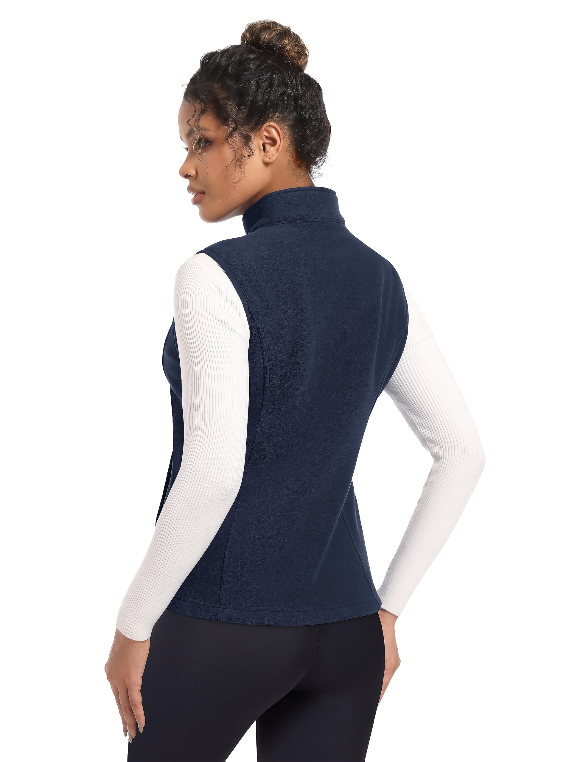 Women's Windproof Denim Zip-Up Vest detail view