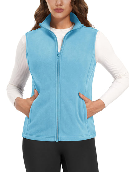 Women's Windproof Denim Zip-Up Vest detail view