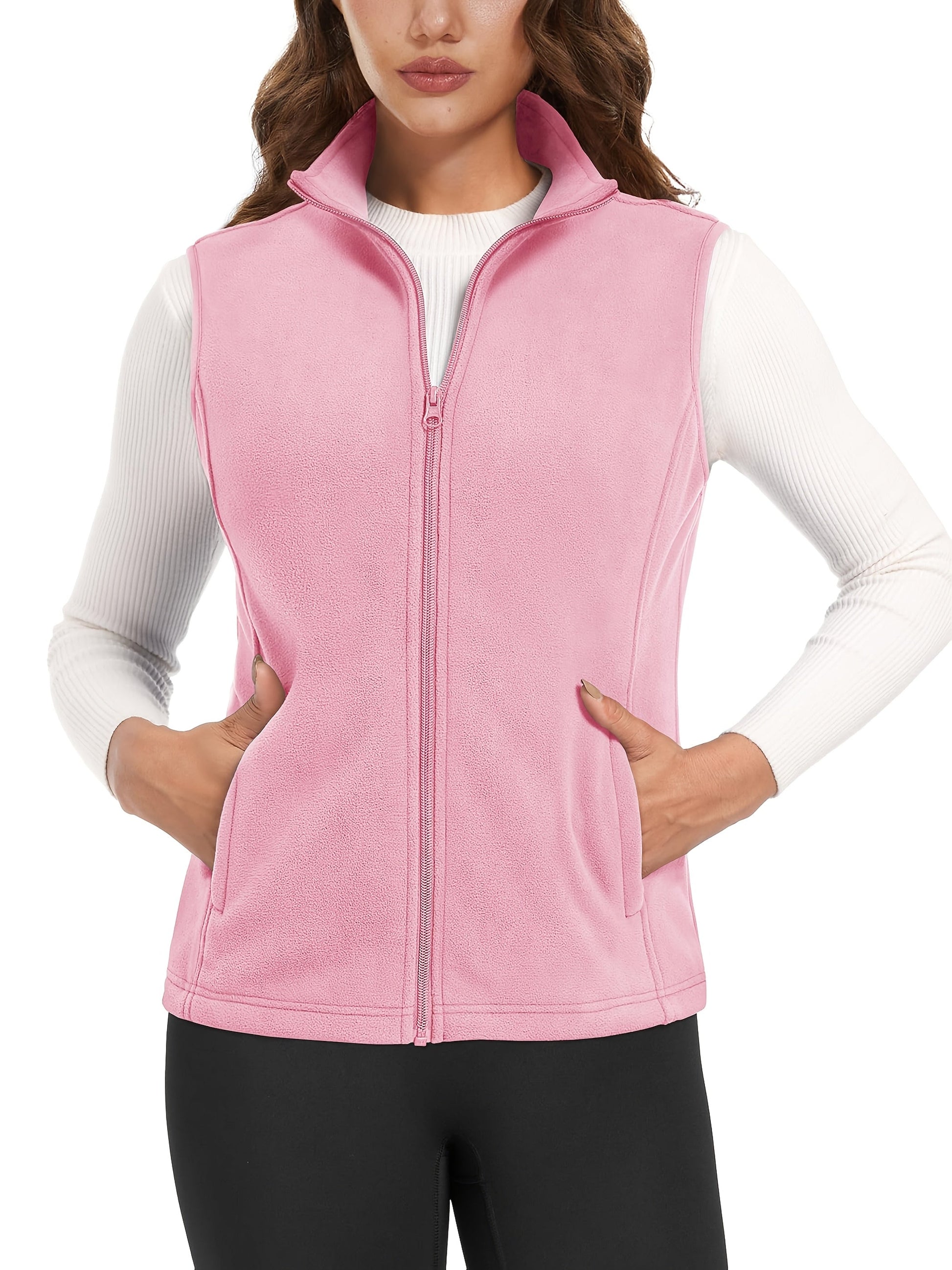 Women's Windproof Denim Zip-Up Vest detail view