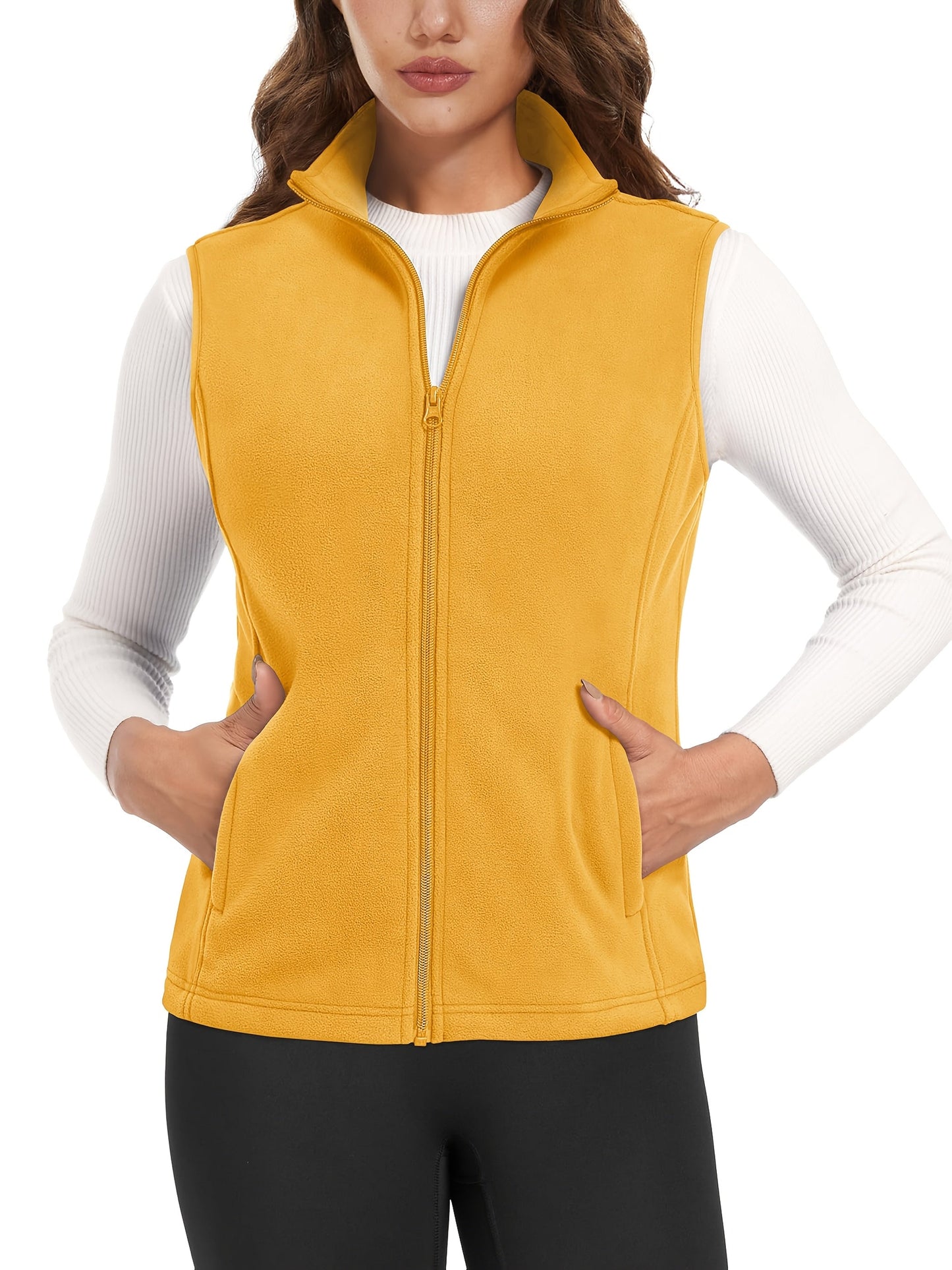 Women's Windproof Denim Zip-Up Vest – Khaki option – view 3