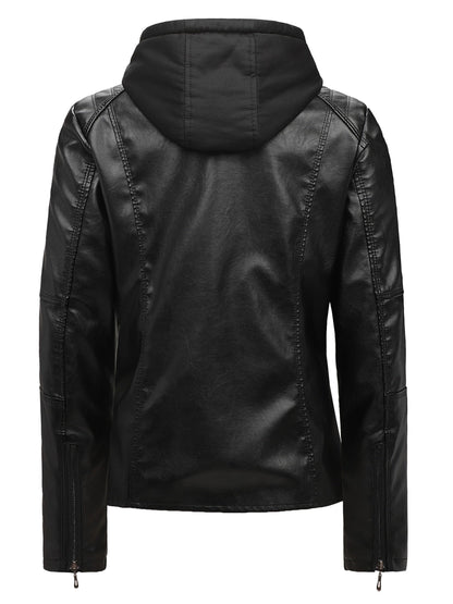 Women's Windproof Faux Leather Pullover Coat – view 3