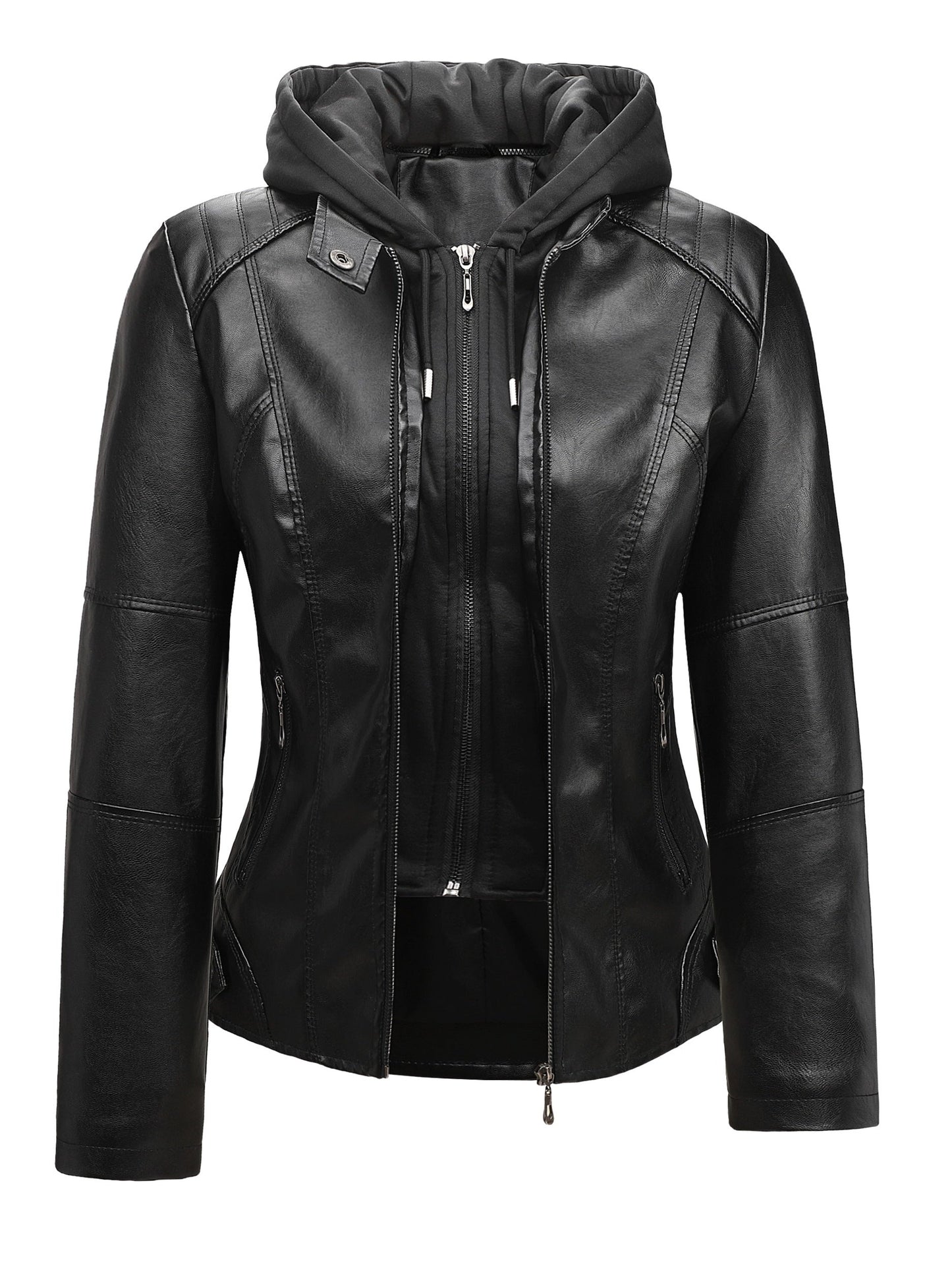 Women's Windproof Faux Leather Pullover Coat – view 5