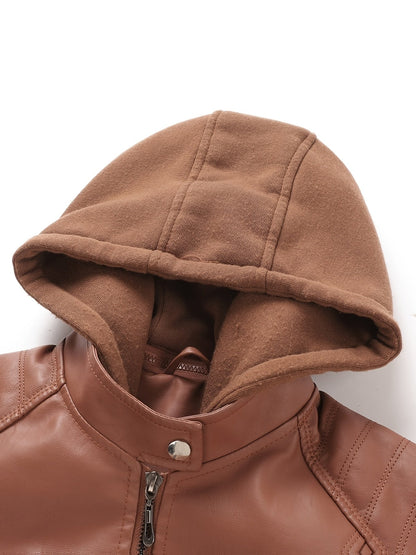 Women's Windproof Faux Leather Pullover Coat – view 6
