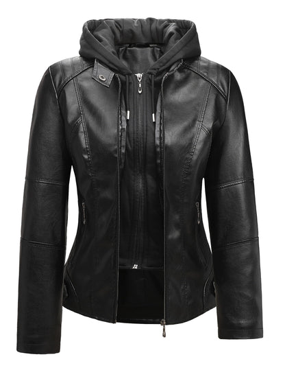 Women's Windproof Faux Leather Pullover Coat – view 8
