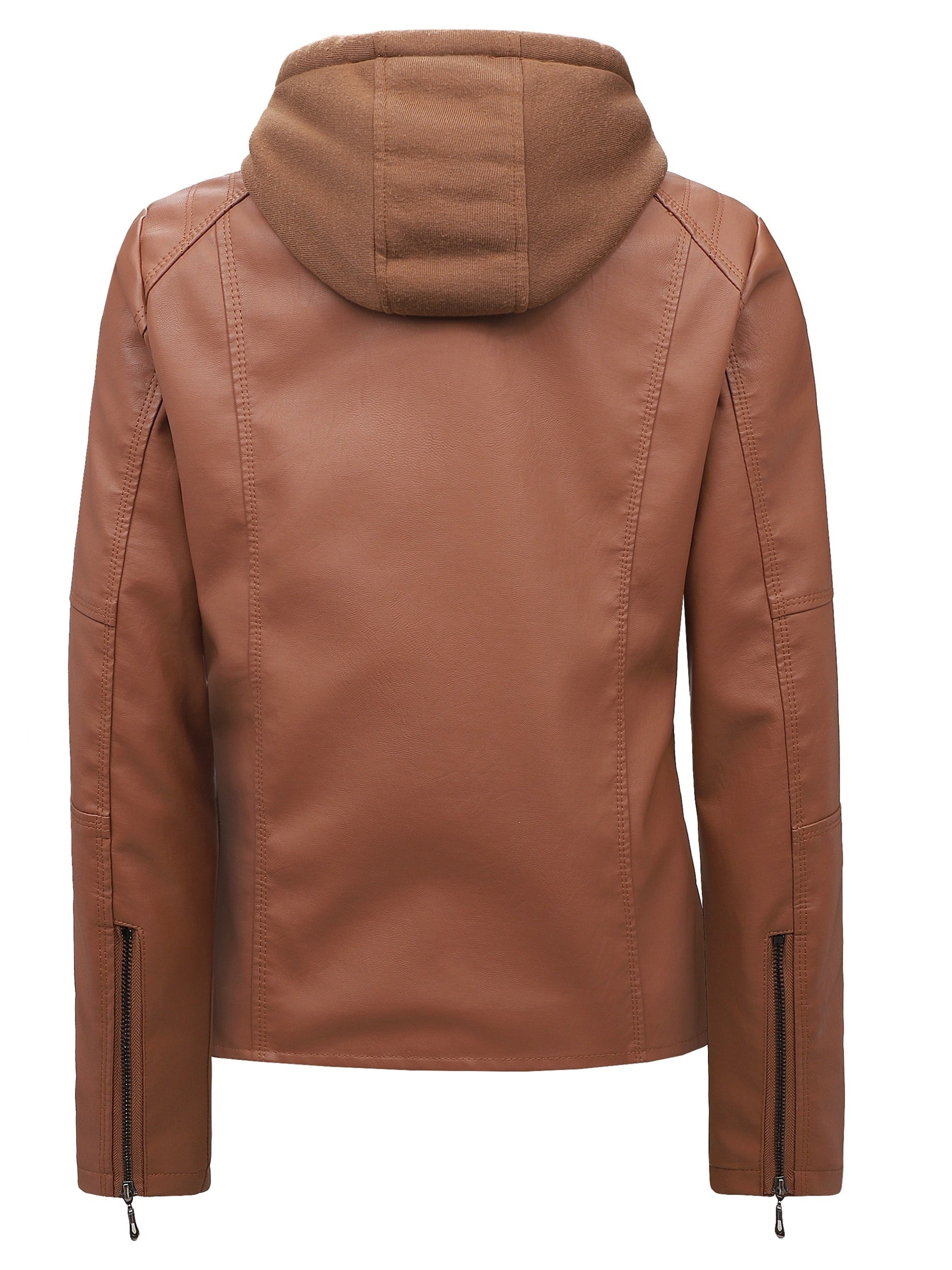 Women's Windproof Faux Leather Pullover Coat – view 10