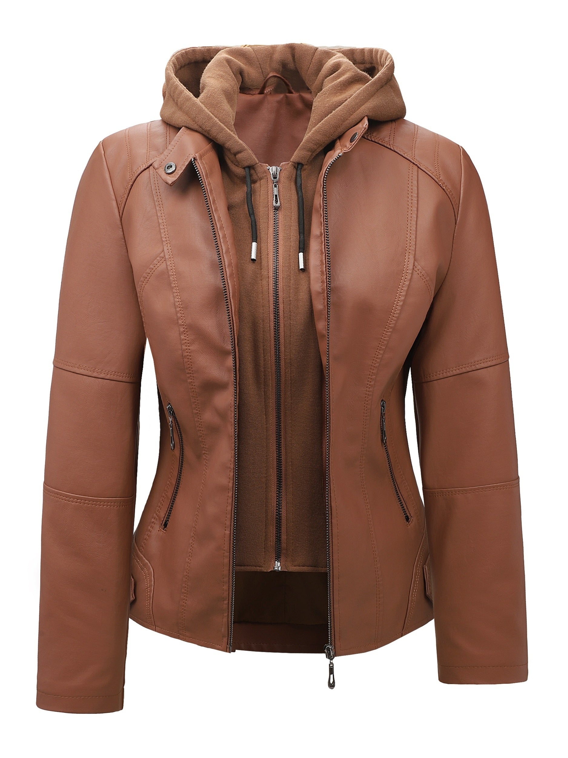 Women's Windproof Faux Leather Pullover Coat – view 11
