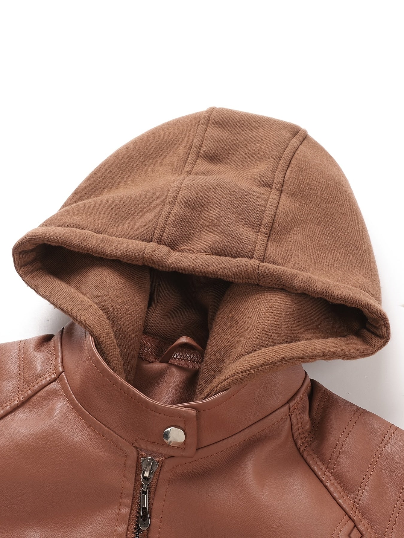 Women's Windproof Faux Leather Pullover Coat – view 12