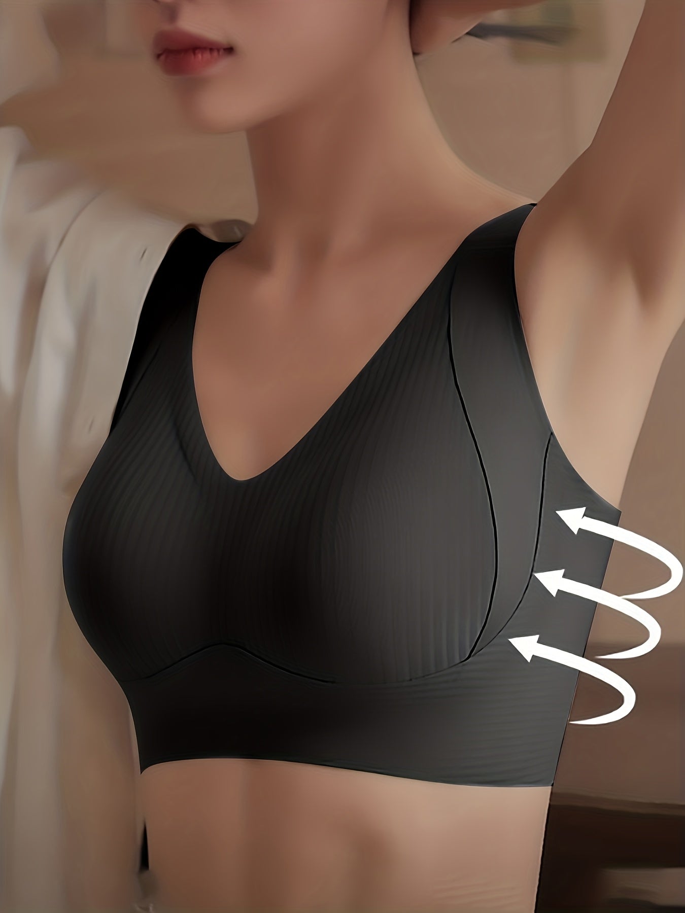Women's Wireless Bra - Short Sleeve – Sizes 1XL–4XL – Black option – main product image