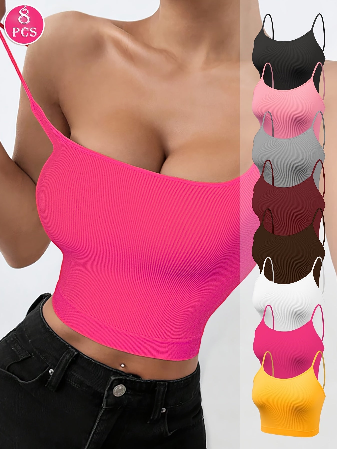 Women's Wireless Bra - Sleeveless – 8pcs Multi-color – view 2