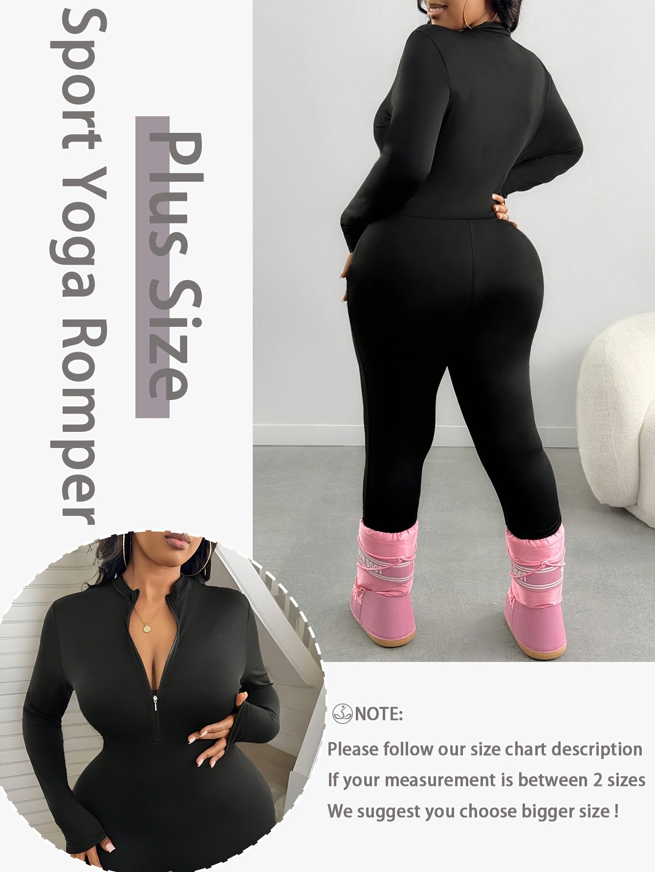 Women's Workout Jumpsuit - Full Length Zip Detail – view 3