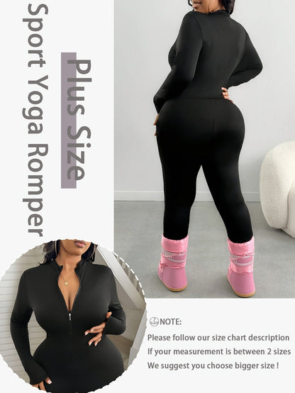 Women's Workout Jumpsuit - Full Length Zip Detail – view 3