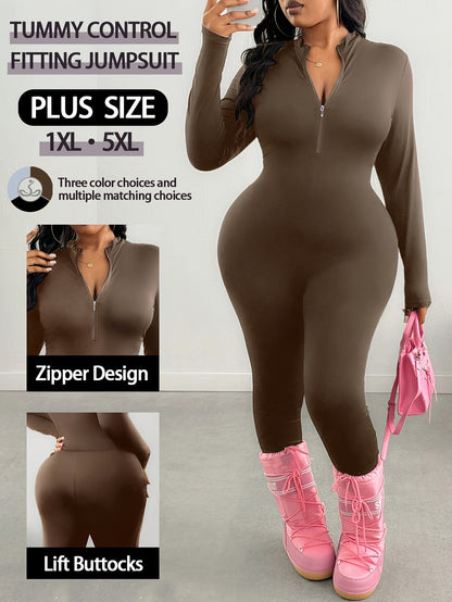 Women's Workout Jumpsuit - Full Length Zip Detail – view 8