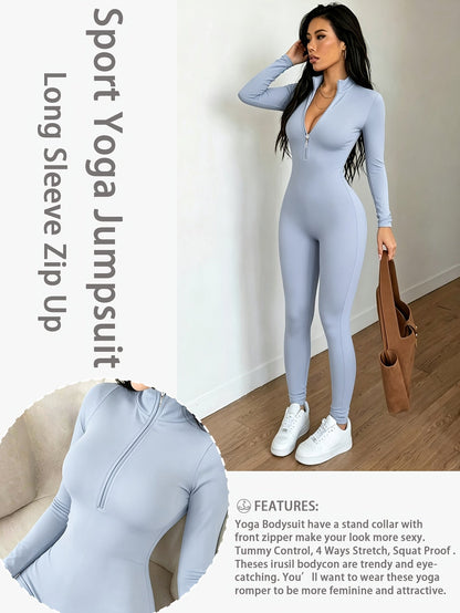 Women's Workout Jumpsuit - Skinny Leg Zip Detail – view 13