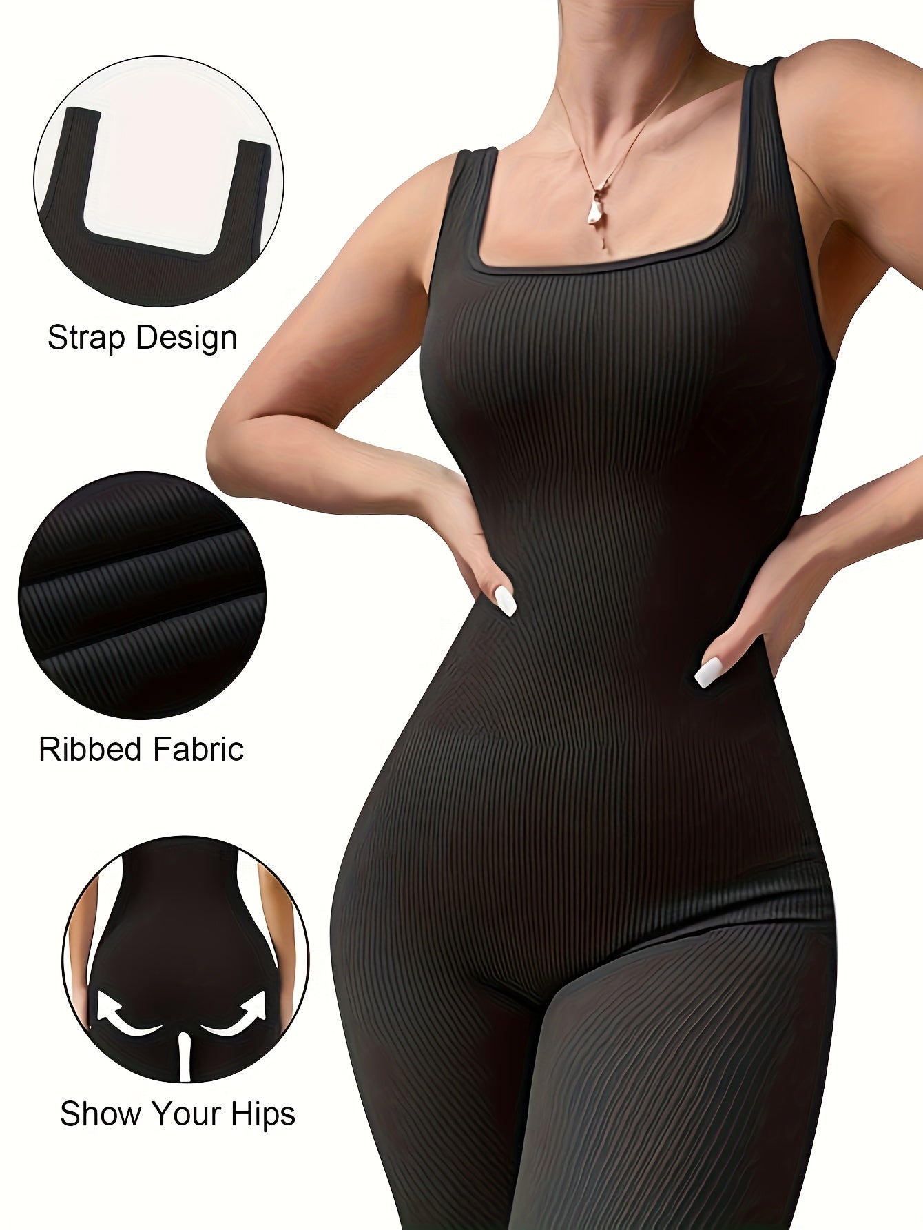 Women's Workout Jumpsuit - Square Neck Full Length – view 2