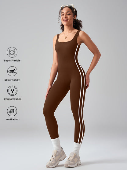 Women's Workout Jumpsuit - Square Neck Full Length – view 3