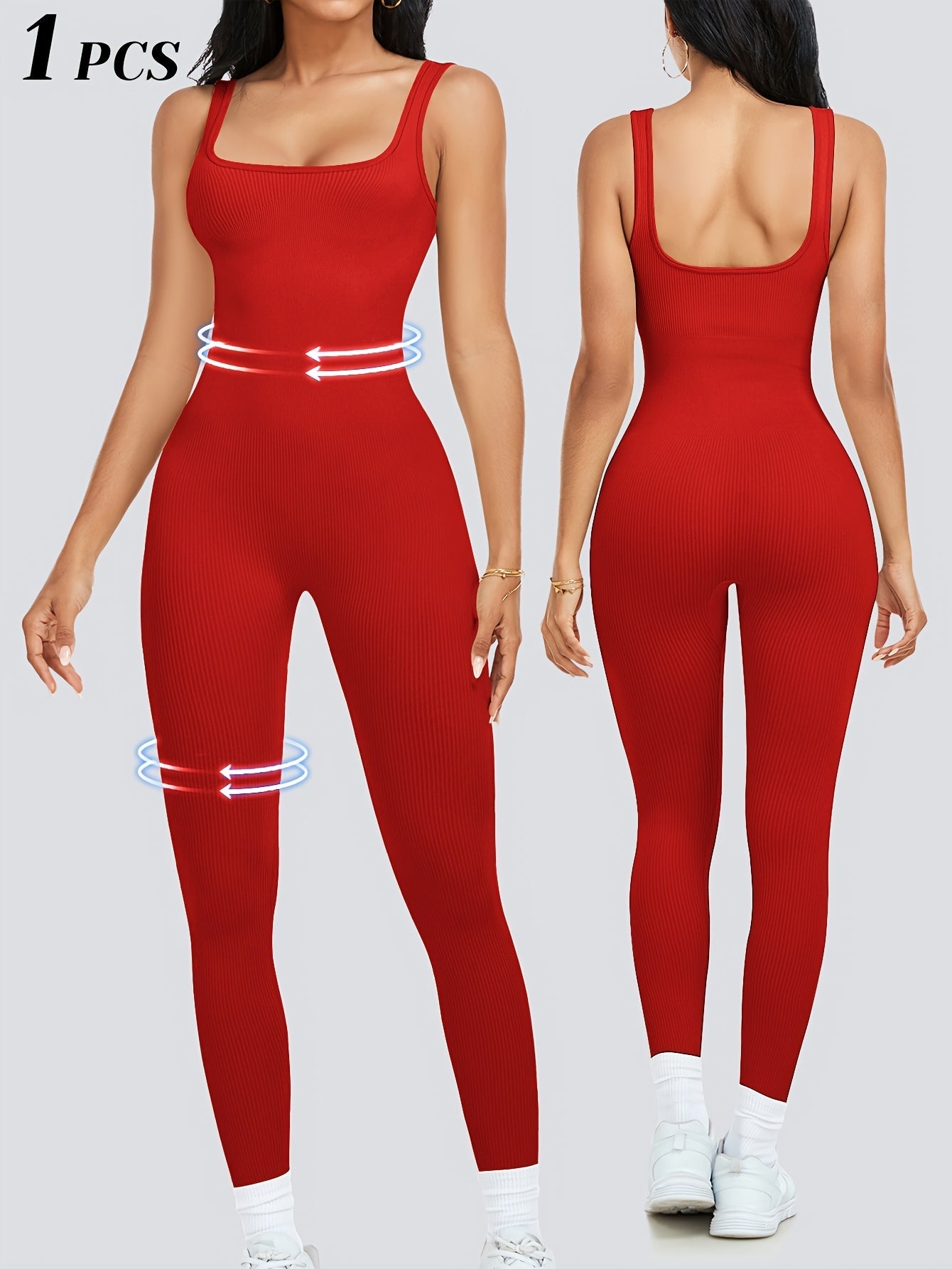 Women's Workout Jumpsuit - Square Neck Full Length – view 8