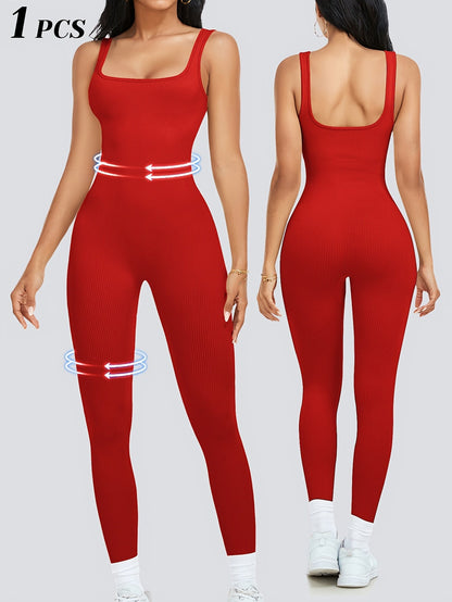 Women's Workout Jumpsuit - Square Neck Full Length – view 8