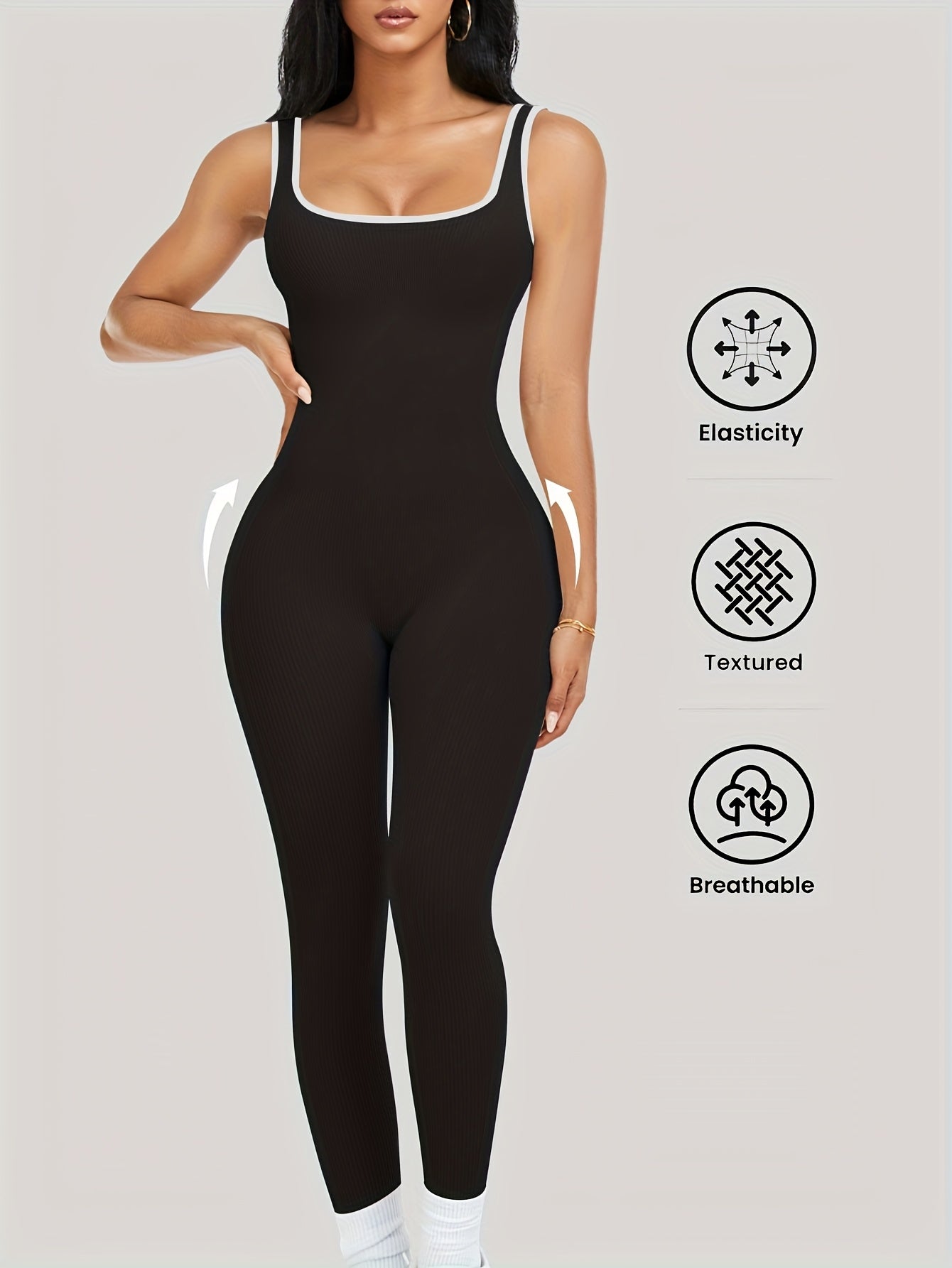 Women's Workout Jumpsuit - Square Neck Full Length – view 11