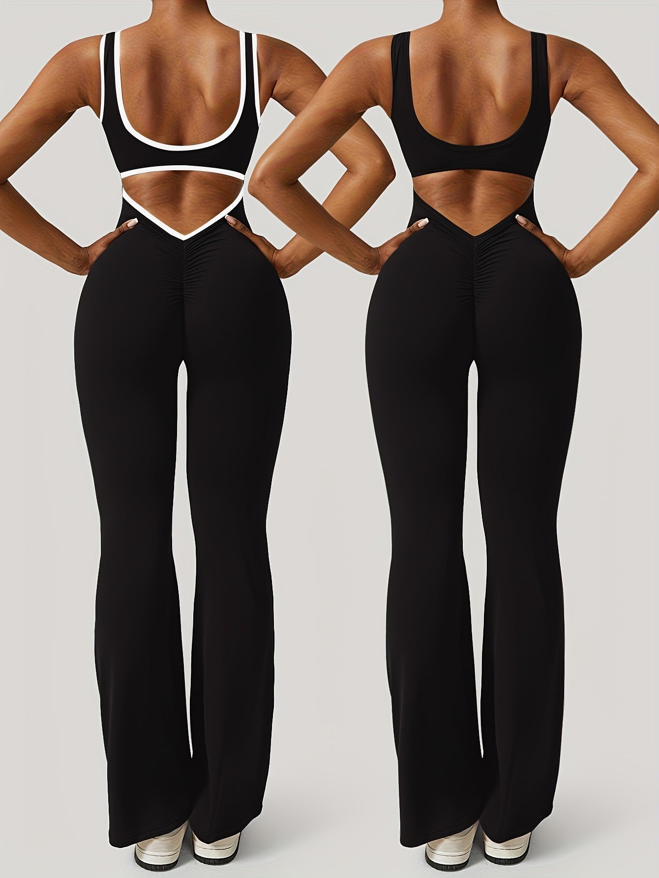 Women's Workout Jumpsuit - Square Neck Wide Leg – main product image