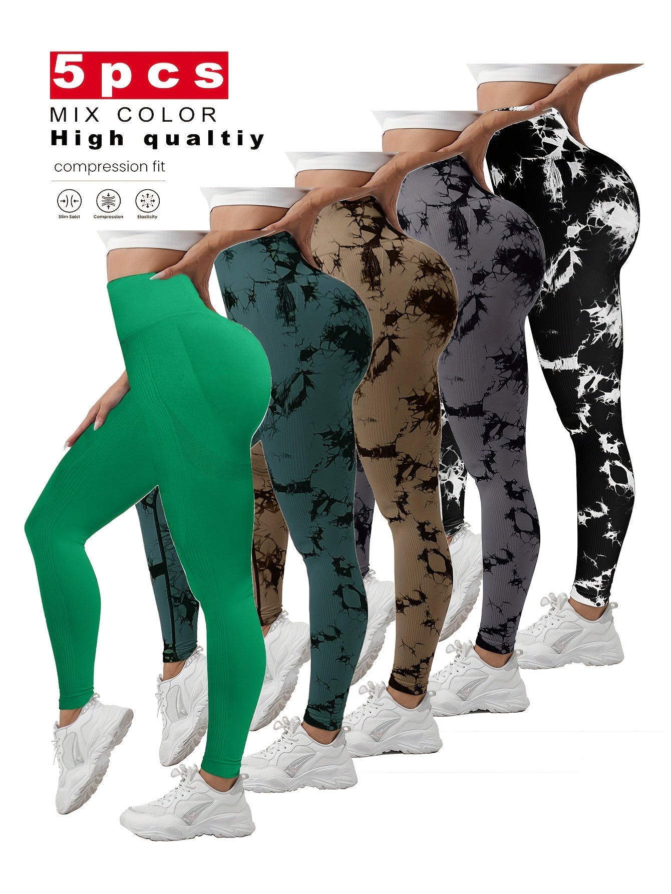 Women's Workout Leggings - 01bk+10ye+11co+13pu+1 Sculpting Detail – view 2