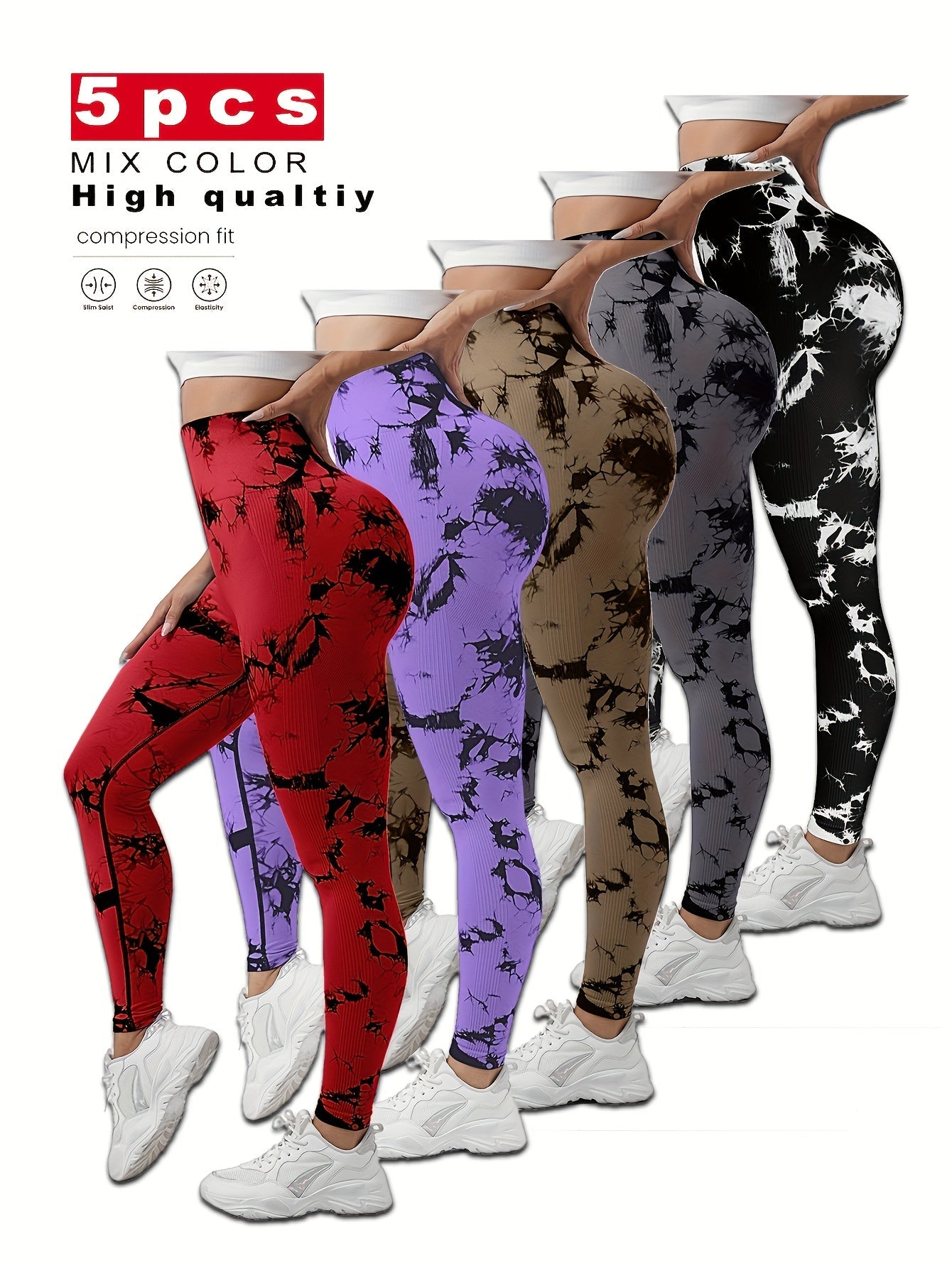 Women's Workout Leggings - 01bk+10ye+11co+13pu+1 Sculpting Detail detail view