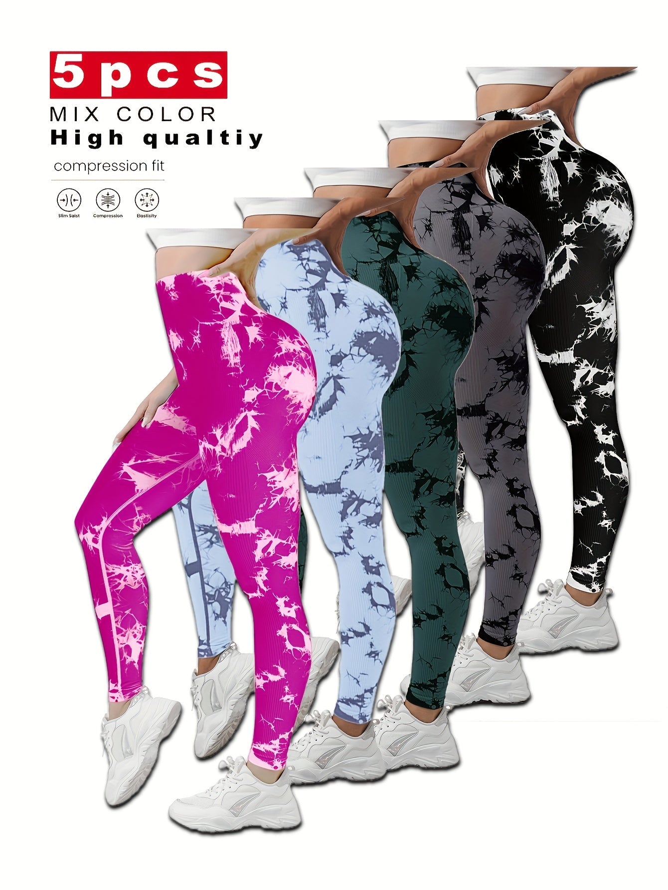 Women's Workout Leggings - 01bk+10ye+11co+13pu+1 Sculpting Detail – view 5