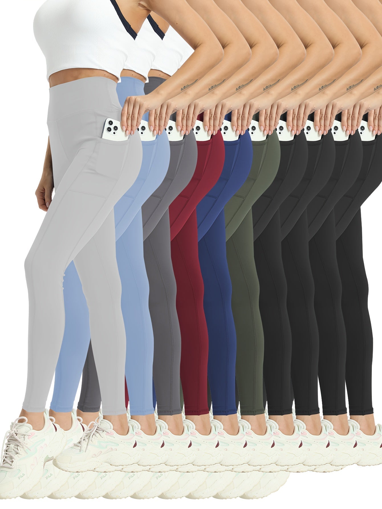 Women's Workout Leggings - 10-Pack High-Waist detail view