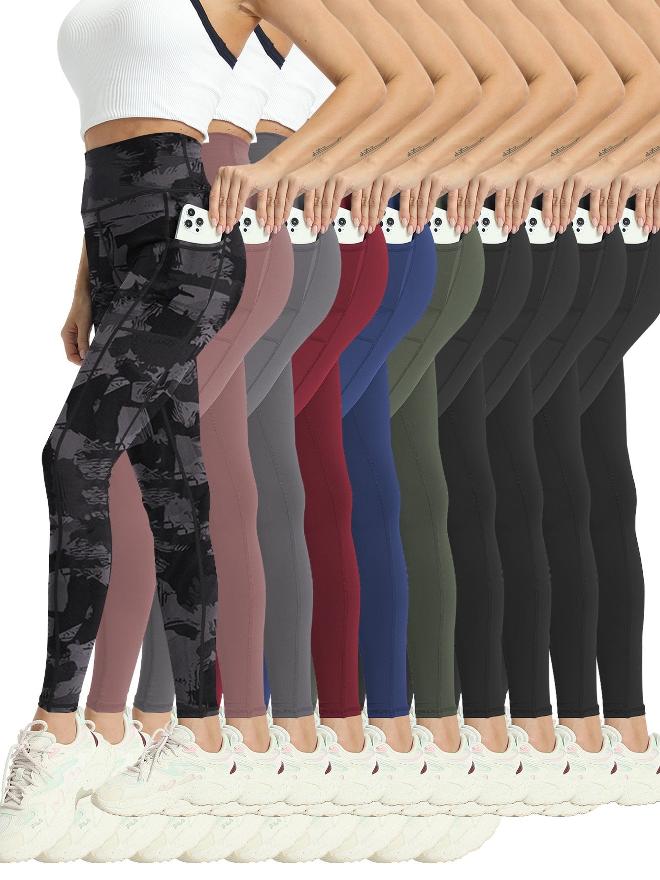 Women's Workout Leggings - 10-Pack High-Waist detail view