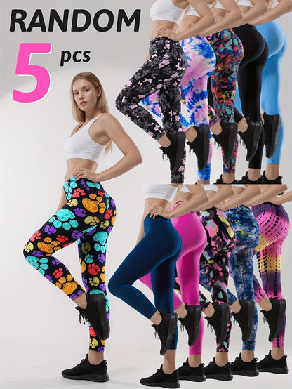 Women's Workout Leggings - 5-Pack Elastic Waist – main product image
