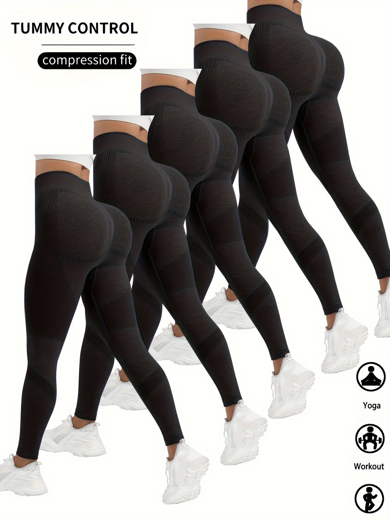 Women's Workout Leggings - 5-Pack High-Waist – Black option – view 2