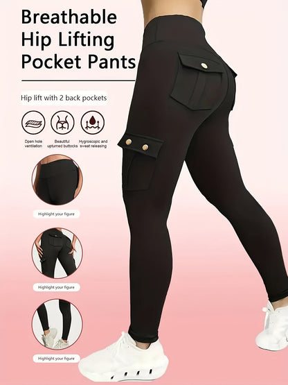 Women's Workout Leggings - Black+Blue+Burgundy Pockets detail view