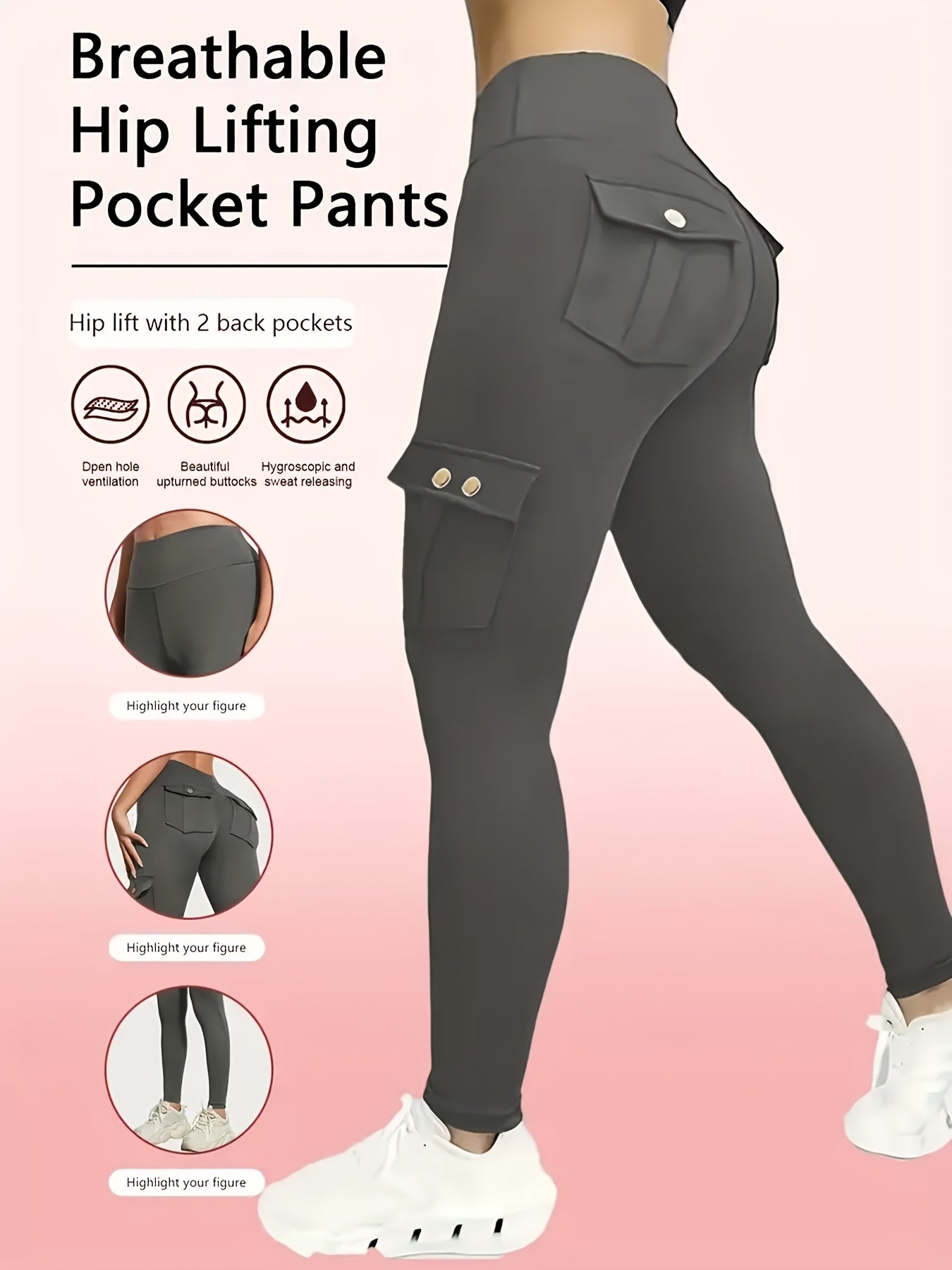 Women's Workout Leggings - Black+Blue+Burgundy Pockets detail view