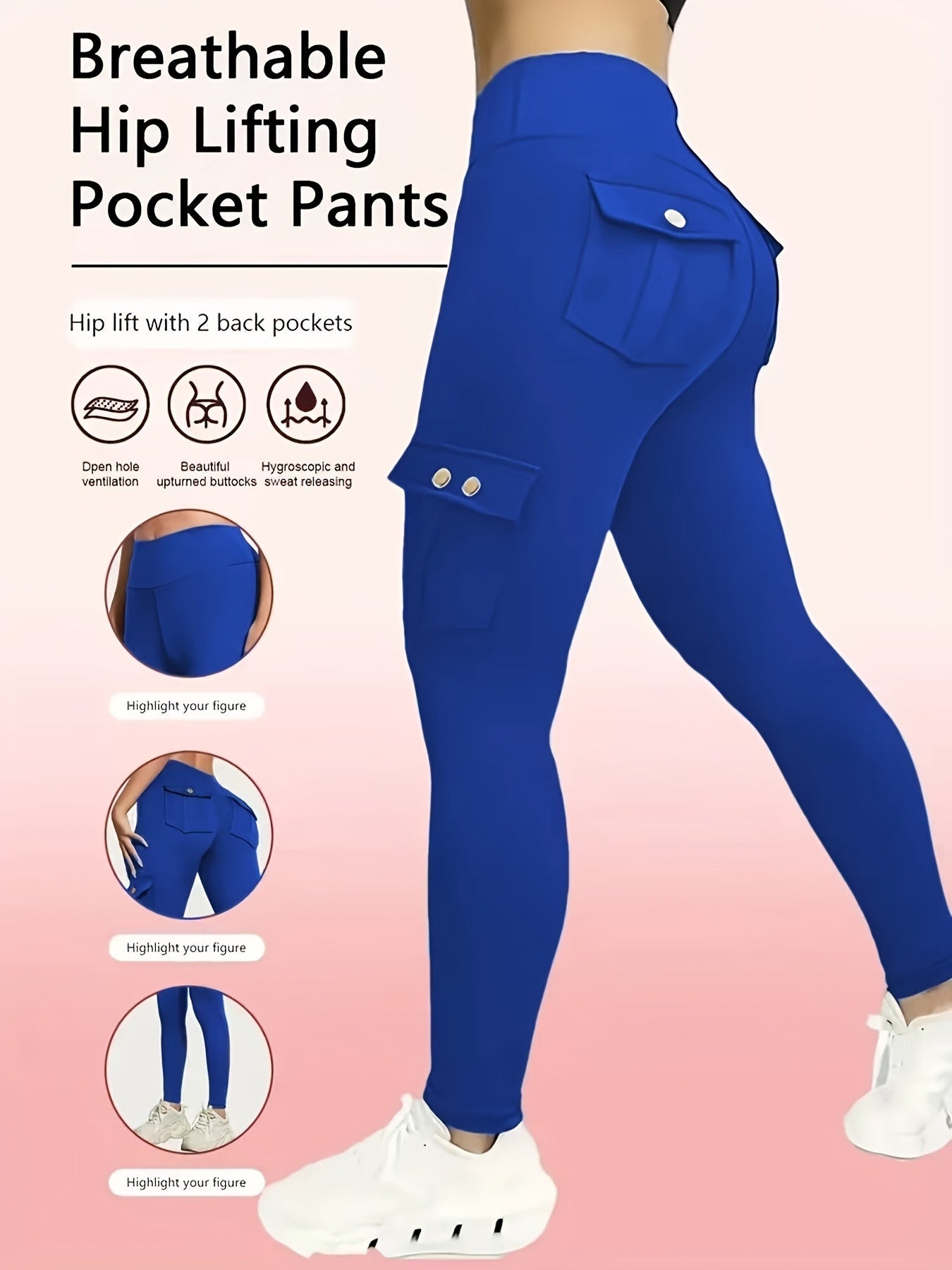 Women's Workout Leggings - Black+Blue+Burgundy Pockets detail view