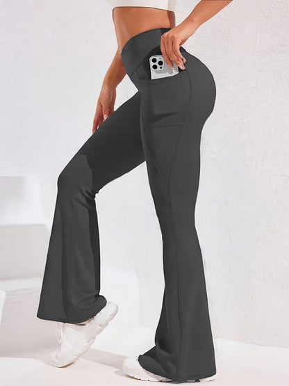 Women's Workout Leggings - Black + Burgundy + Gray + Navy Blue Pockets detail view