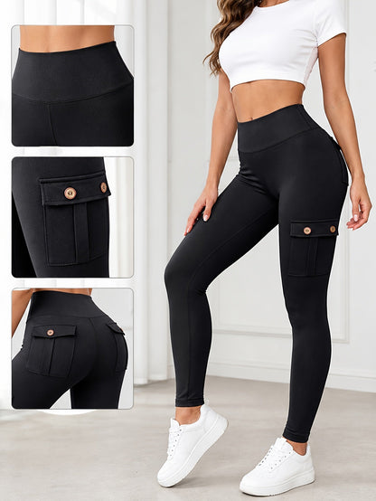 Women's Workout Leggings - Black+Gray+Blue+Pink+Red Pockets detail view