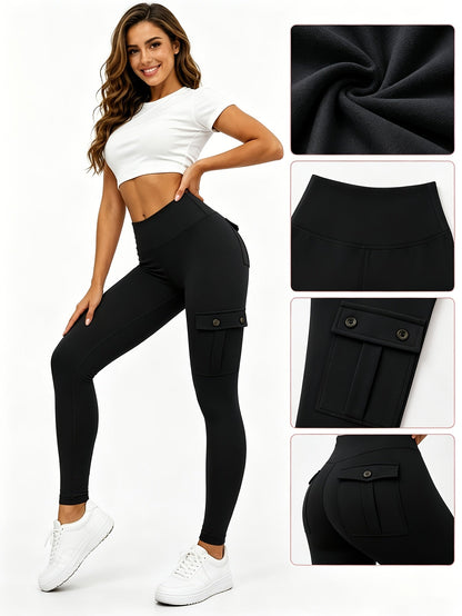 Women's Workout Leggings - Black+Gray+Blue+Pink+Red Pockets detail view