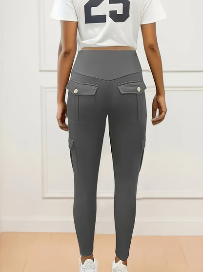 Women's Workout Leggings - Black+Gray+Green Pockets – view 7