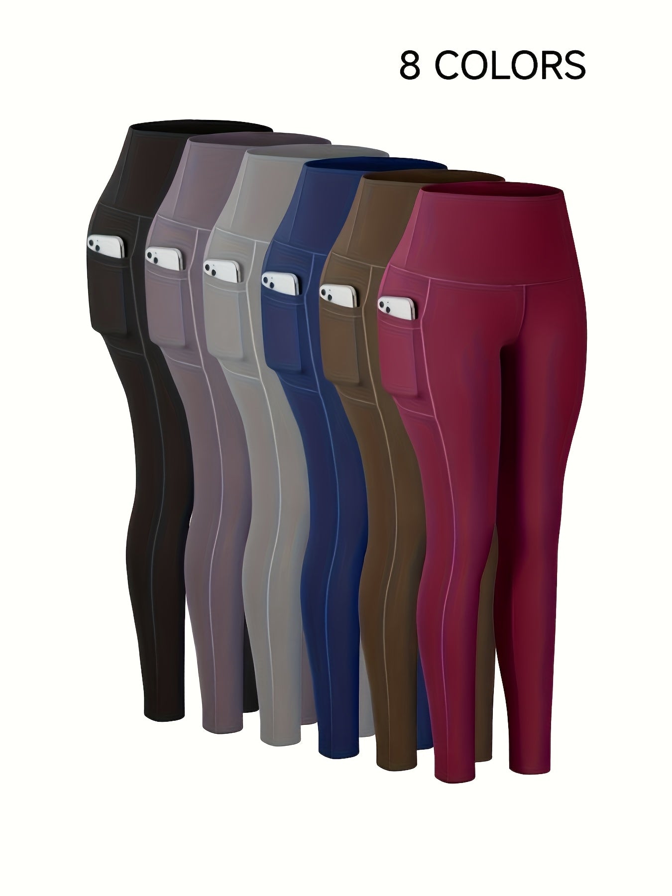 Women's Workout Leggings - Black Pockets detail view