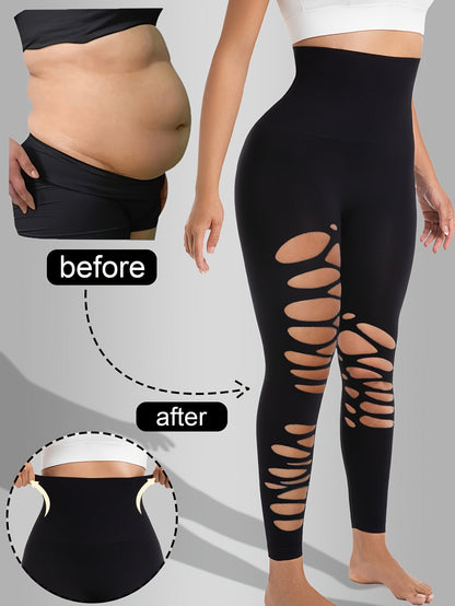 Women's Workout Leggings - Black Sculpting Detail detail view
