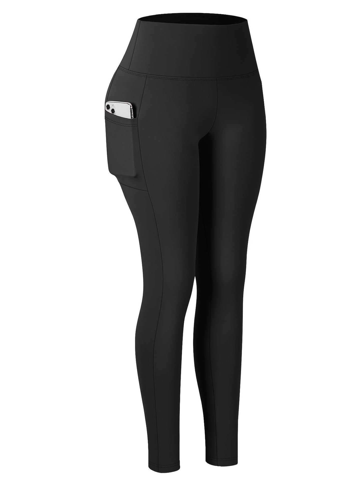 Women's Workout Leggings - Black Tummy Control – view 4