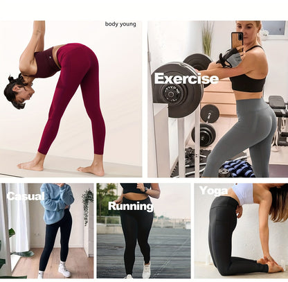 Women's Workout Leggings - Black Tummy Control – view 8